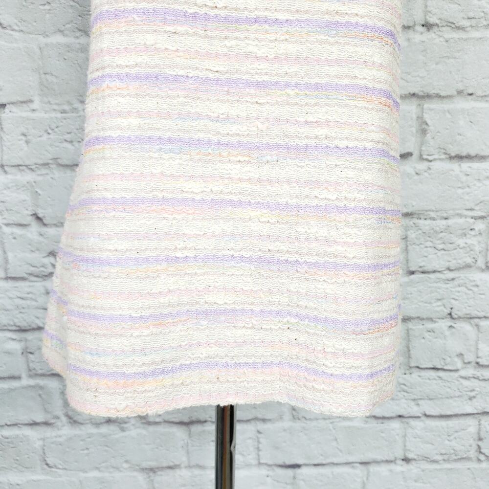 Vintage 70s Pastel Stripe Textured Sleeveless Scoop Neck Blouse Top Size L 1970s - Picture 6 of 13